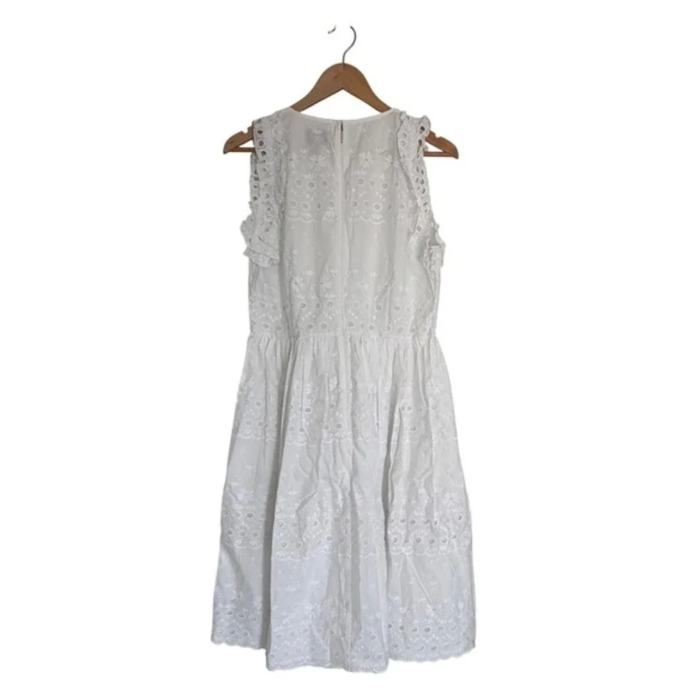 Kate Spade New York‎ Casual Spade Eyelet Midi Dress Crisp White Cotton 12